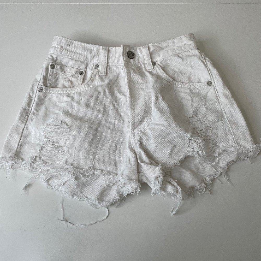 Boyish Cody Sweet Baby Jane White Denim Distressed Jean Shorts